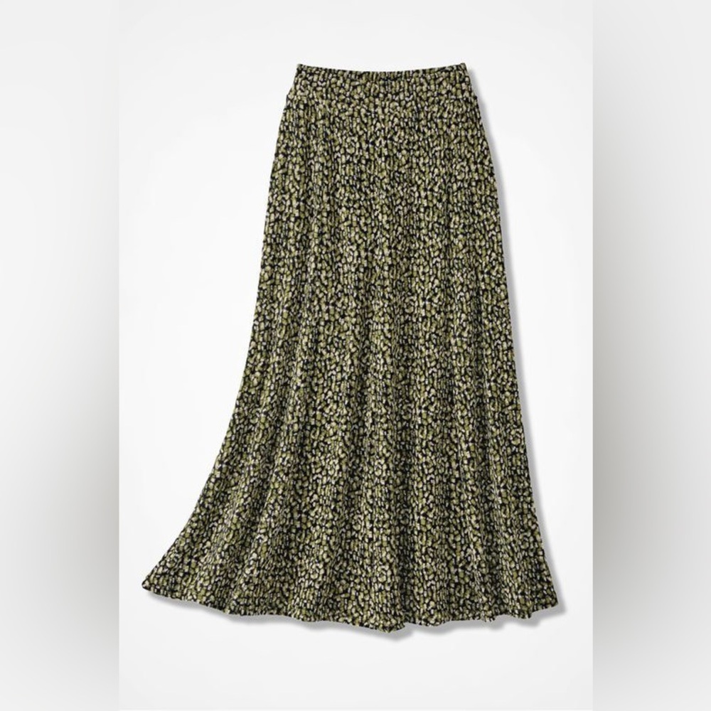 NEW Coldwater Creek Destinations GeoPrint Gored Skirt Midi Stretch Leopard M NIB